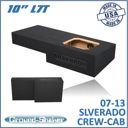 BLACK 10" L7T SINGLE SEALED SUB BOX, FITS 07-13 CHEVY SILVERADO CREW-CAB