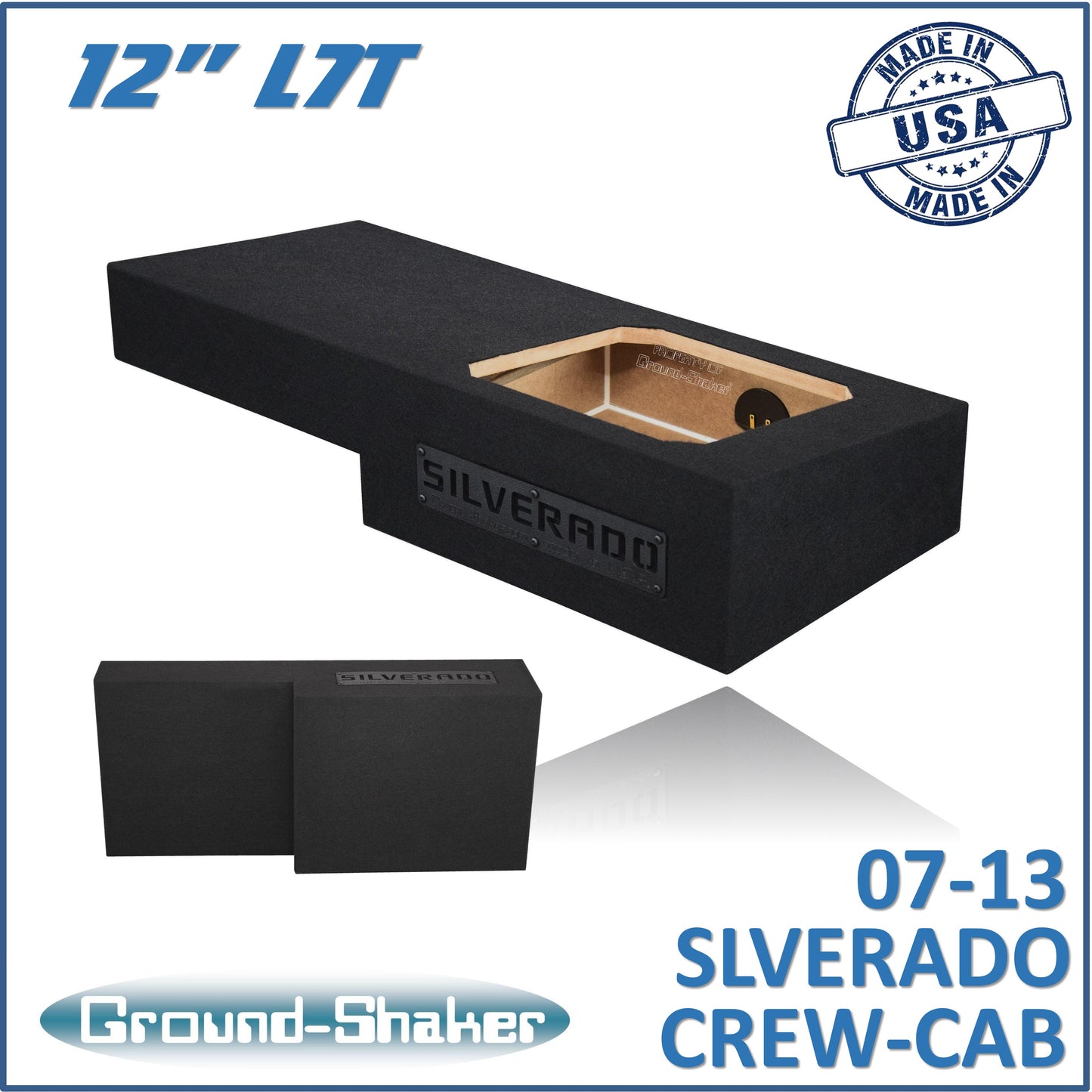 BLACK 12" L7T SINGLE SEALED SUB BOX, FITS 07-13 CHEVY SILVERADO CREW-CAB