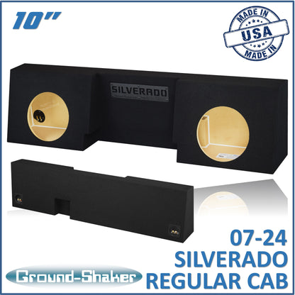 BLACK 10" DUAL SEALED SUB BOX, FITS 07-24 CHEVY SILVERADO REGULAR-CAB