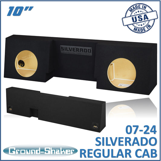 BLACK 10" DUAL SEALED SUB BOX, FITS 07-24 CHEVY SILVERADO REGULAR-CAB