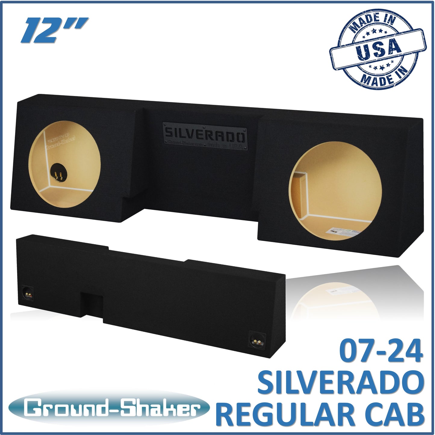 BLACK 12" DUAL SEALED SUB BOX, FITS 07-24 CHEVY SILVERADO REGULAR-CAB