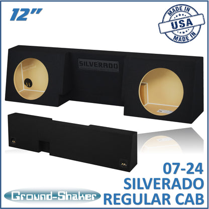 BLACK 12" DUAL SEALED SUB BOX, FITS 07-24 CHEVY SILVERADO REGULAR-CAB