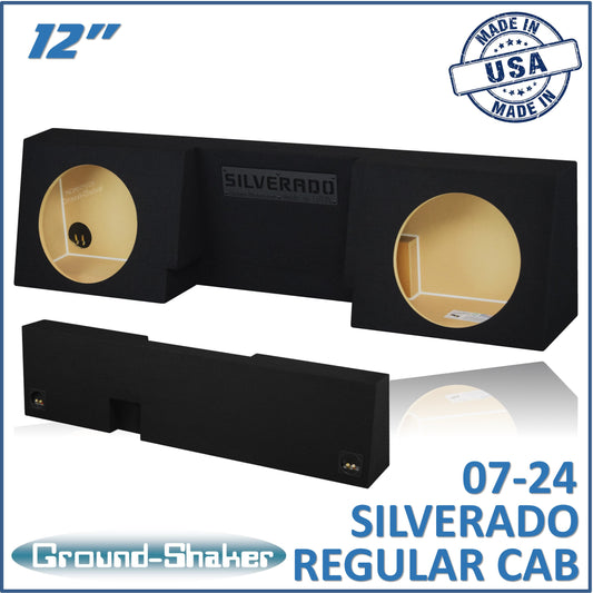 BLACK 12" DUAL SEALED SUB BOX, FITS 07-24 CHEVY SILVERADO REGULAR-CAB