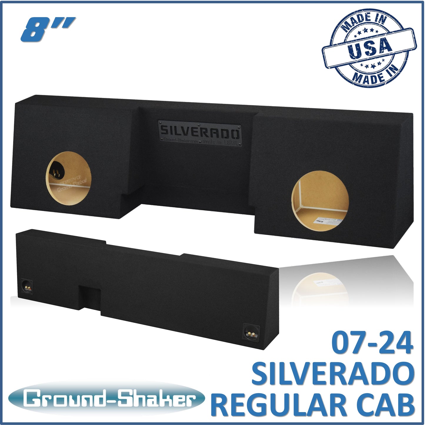 BLACK 8" DUAL SEALED SUB BOX, FITS 07-24 CHEVY SILVERADO REGULAR-CAB