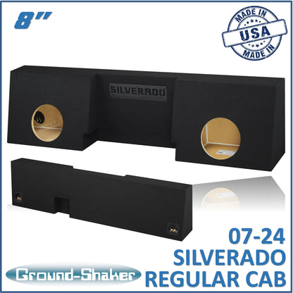 BLACK 8" DUAL SEALED SUB BOX, FITS 07-24 CHEVY SILVERADO REGULAR-CAB