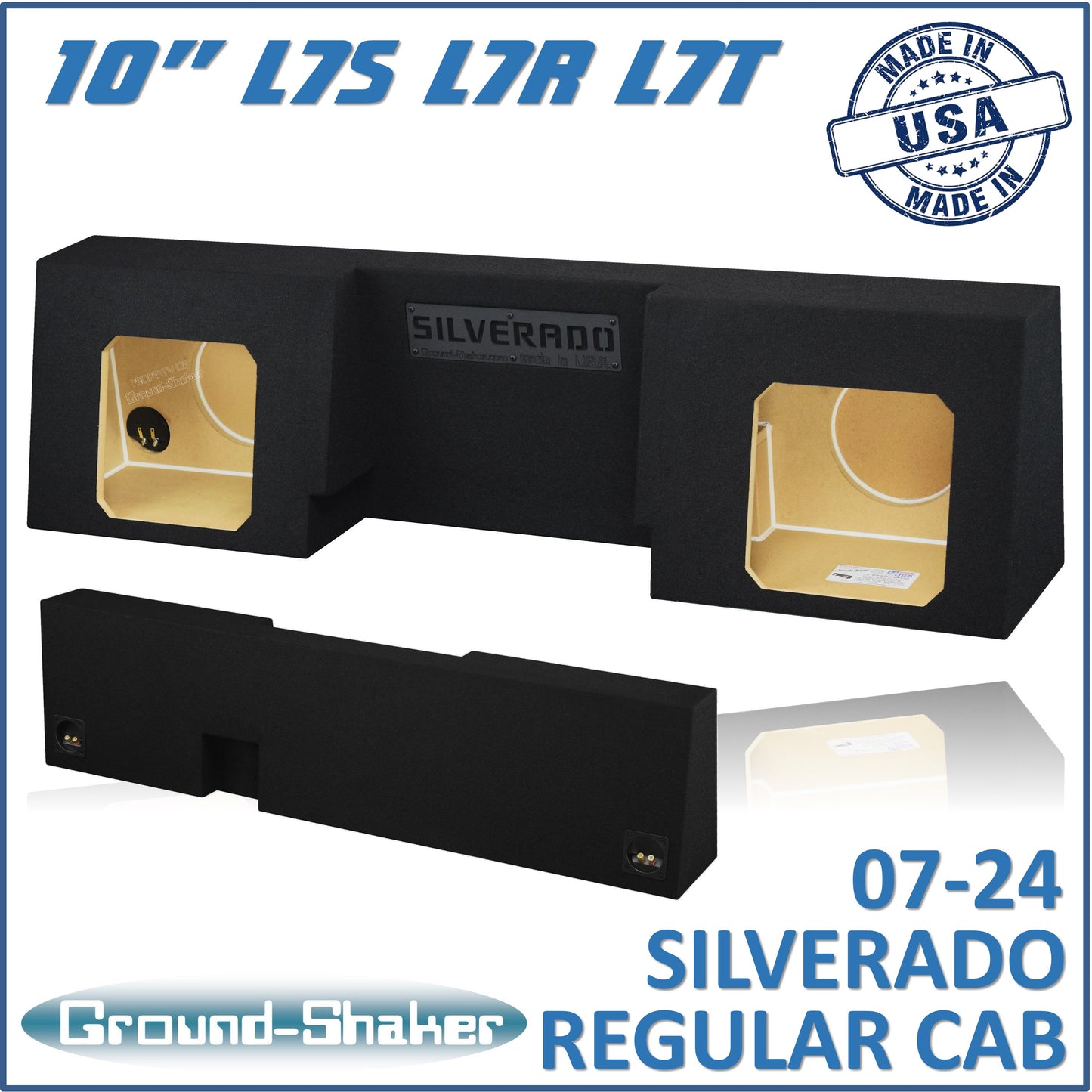 BLACK 10" DUAL SEALED SOLO-BARIC SUB BOX, FITS 07-24 CHEVY SILVERADO REGULAR-CAB