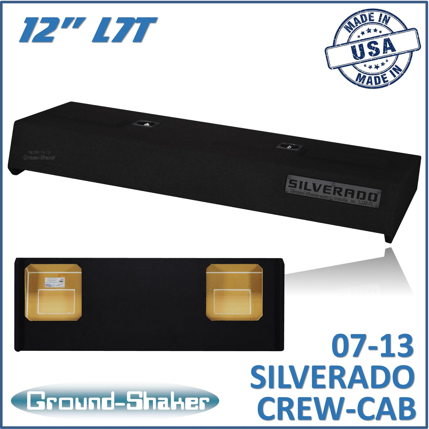 BLACK 12" DUAL SEALED L7T SUB BOX, FITS 07-13 CHEVY SILVERADO CREW-CAB