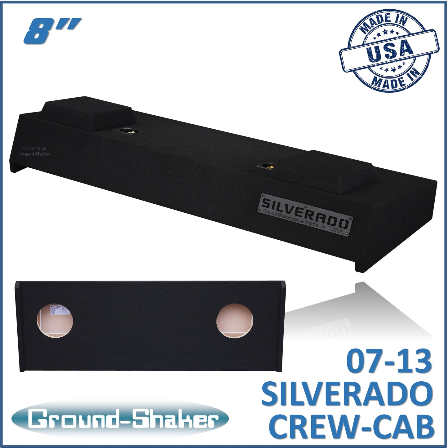 BLACK 8" DUAL SEALED SUB BOX, FITS 07-13 CHEVY SILVERADO CREW-CAB