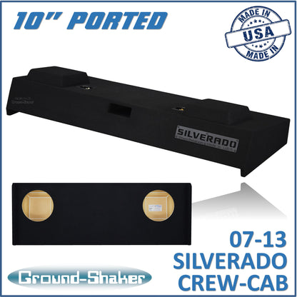 BLACK 10" DUAL PORTED SUB BOX, FITS 07-13 CHEVY SILVERADO CREW-CAB
