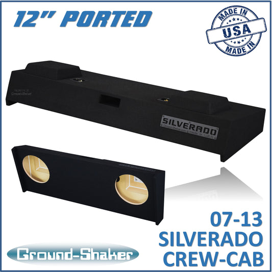 BLACK 12" DUAL PORTED SUB BOX, FITS 07-13 CHEVY SILVERADO CREW-CAB