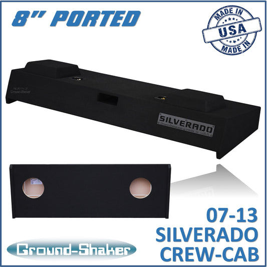 BLACK 8" DUAL PORTED SUB BOX, FITS 07-13 CHEVY SILVERADO CREW-CAB