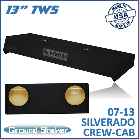 BLACK 13.5" DUAL JL TW5 SEALED SUB BOX, FITS 07-13 CHEVY SILVERADO CREW-CAB