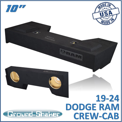 BLACK 10" DUAL SEALED SUB BOX, FITS 19-24 DODGE RAM 1500 CREW-CAB