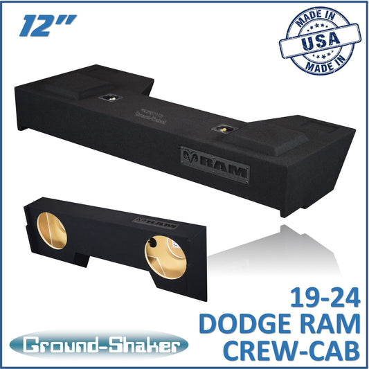 BLACK 12" DUAL SEALED SUB BOX, FITS 19-24 DODGE RAM 1500 CREW-CAB