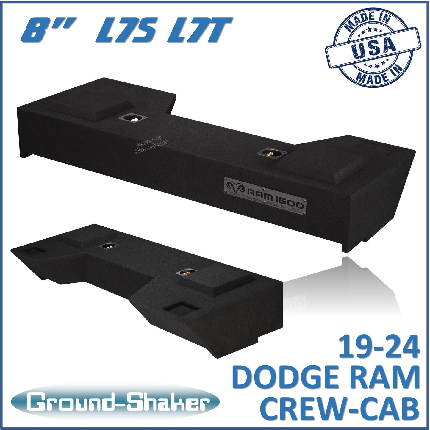 BLACK 8" DUAL SEALED SOLOBARIC SUB BOX, FITS 19-24 DODGE RAM 1500 CREW-CAB