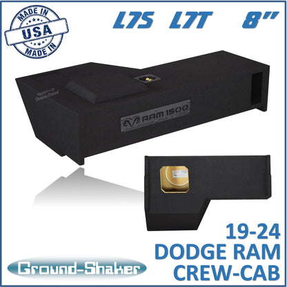 BLACK 8" SINGLE PORTED SOLOBARIC SUB BOX, FITS 19-24 DODGE RAM 1500 CREW-CAB