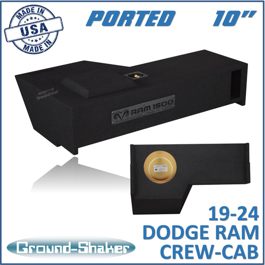 BLACK 10" SINGLE PORTED SUB BOX, FITS 19-24 DODGE RAM 1500 CREW-CAB