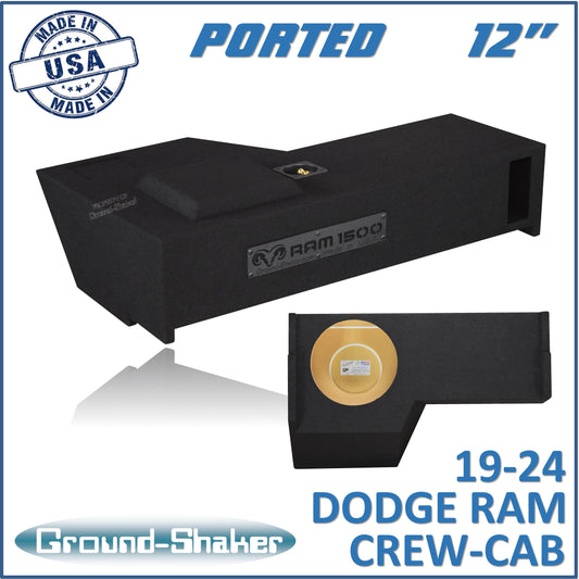 BLACK 12" SINGLE PORTED SUB BOX, FITS 19-24 DODGE RAM 1500 CREW-CAB