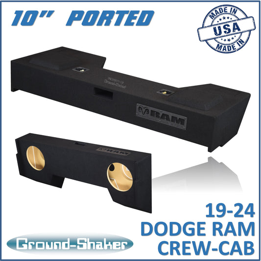 BLACK 10" DUAL PORTED SUB BOX, FITS 19-24 DODGE RAM 1500 CREW-CAB