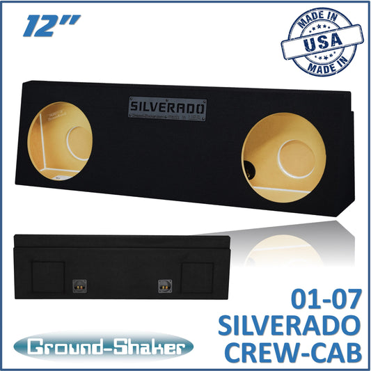 BLACK 12" DUAL SEALED SUB BOX, FITS 01-07 CHEVY SILVERADO CREW CAB