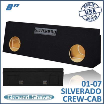 BLACK 8" DUAL SEALED SUB BOX, FITS 01-07 CHEVY SILVERADO CREW CAB