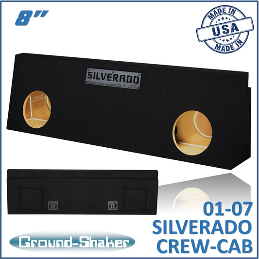 BLACK 8" DUAL SEALED SUB BOX, FITS 01-07 CHEVY SILVERADO CREW CAB