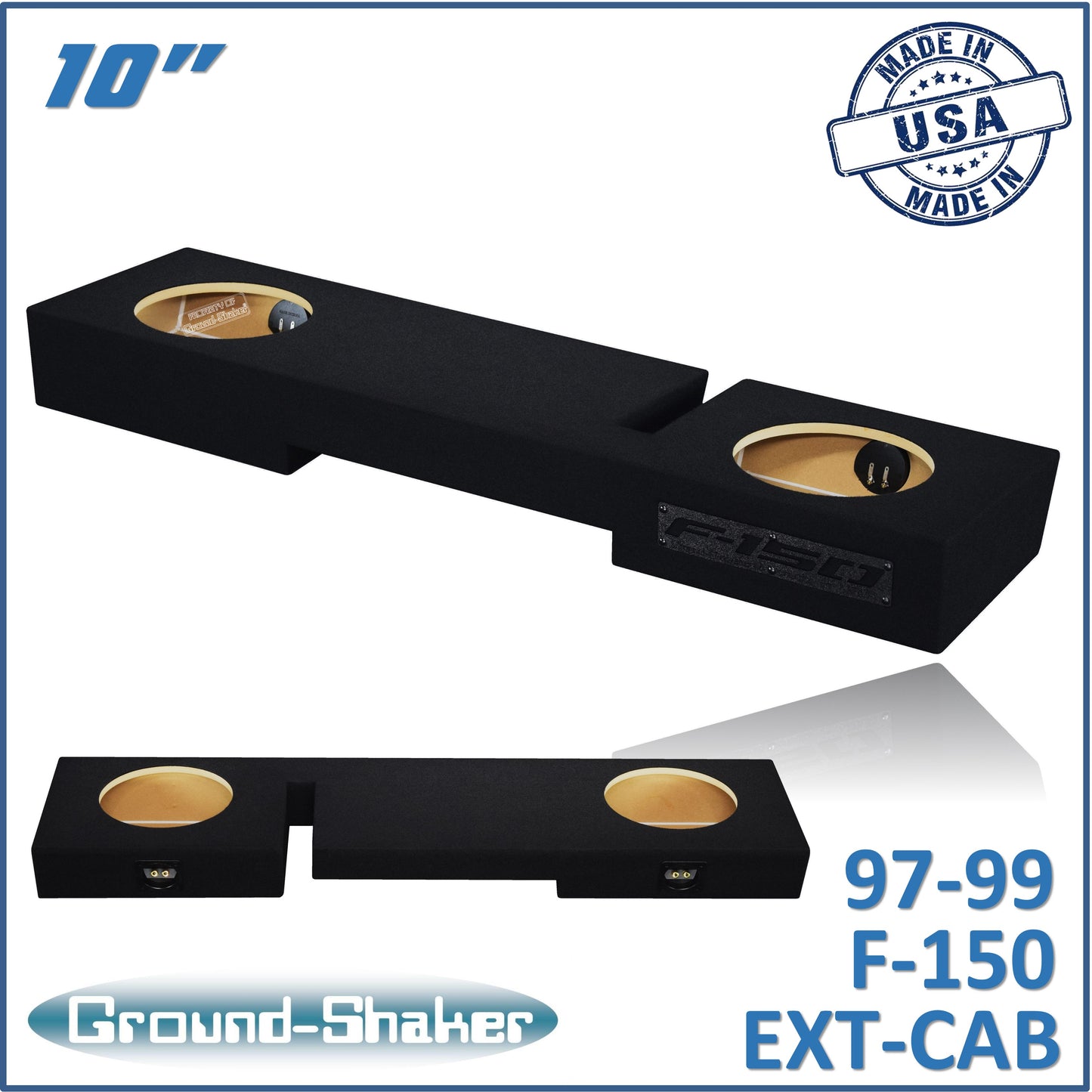 BLACK 10" DUAL SEALED SUB BOX, FITS 97-99 FORD F-150 EXT-CAB
