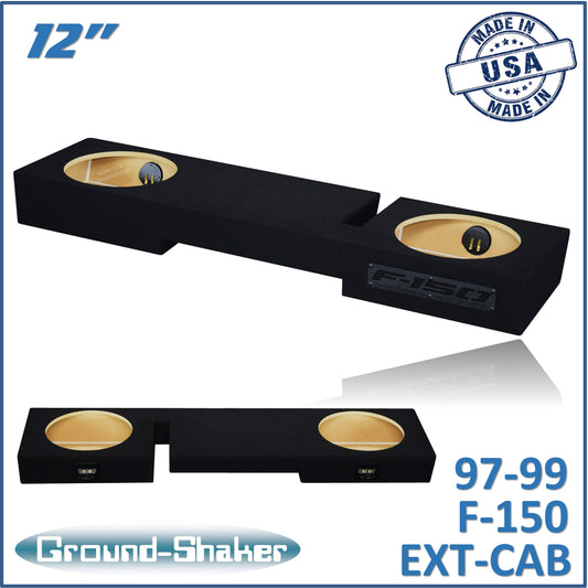 BLACK 12" DUAL SEALED SUB BOX, FITS 97-99 FORD F-150 EXT-CAB