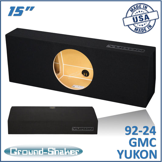 BLACK 15" SINGLE SEALED SUB BOX, FITS 92-24 GMC YUKON (w/3rd row seat)
