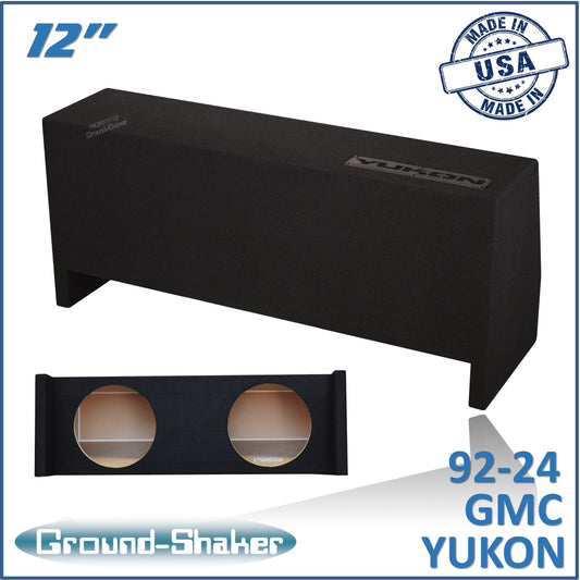 BLACK 12" DUAL SEALED SUB BOX, FITS 92-24 GMC YUKON (w/3rd row seat)
