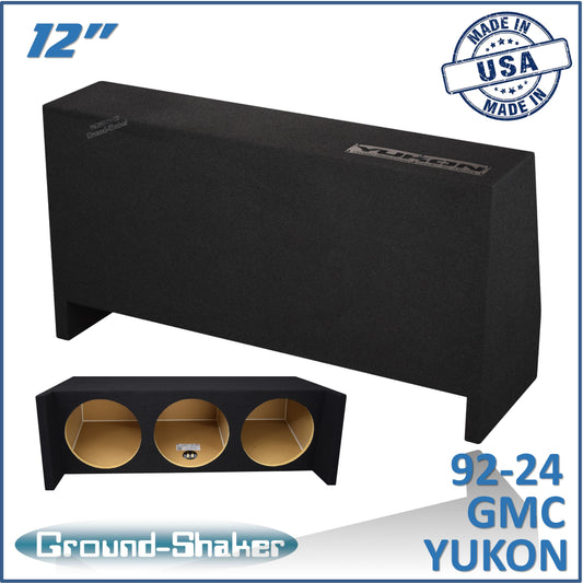 BLACK 12" TRIPLE SEALED SUB BOX, FITS 92-24 GMC YUKON (w/3rd row seat)