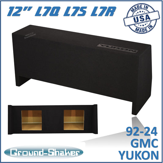BLACK 12" DUAL SEALED SOLOBARIC SUB BOX, FITS 92-24 GMC YUKON (w/3rd row seat)
