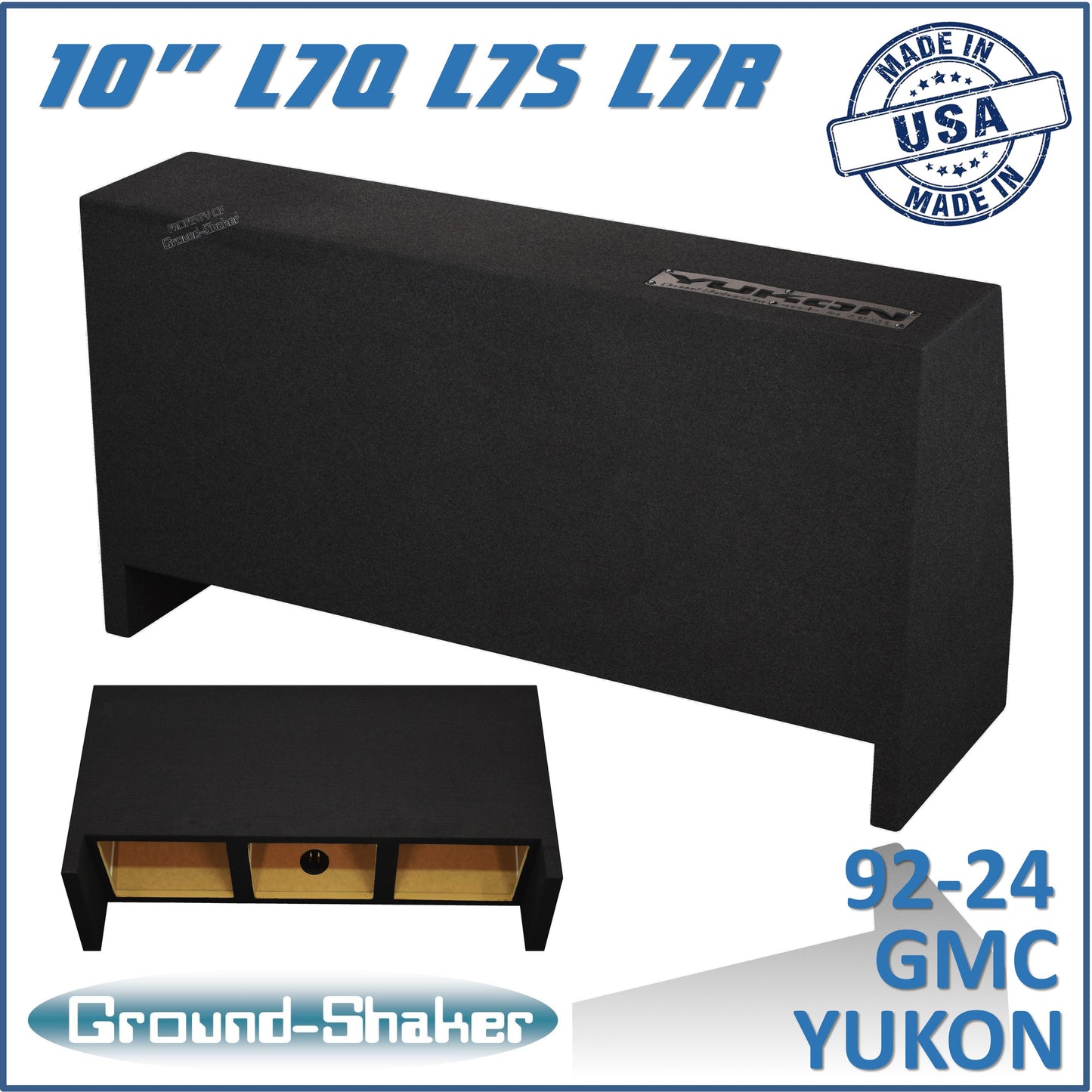 BLACK 10" TRIPLE SEALED SOLOBARIC SUB BOX, FITS 92-24 GMC YUKON (w/3rd row seat)