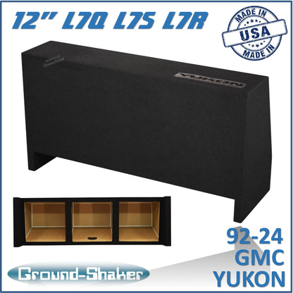 BLACK 12" TRIPLE SEALED SOLOBARIC SUB BOX, FITS 92-24 GMC YUKON (w/3rd row seat)