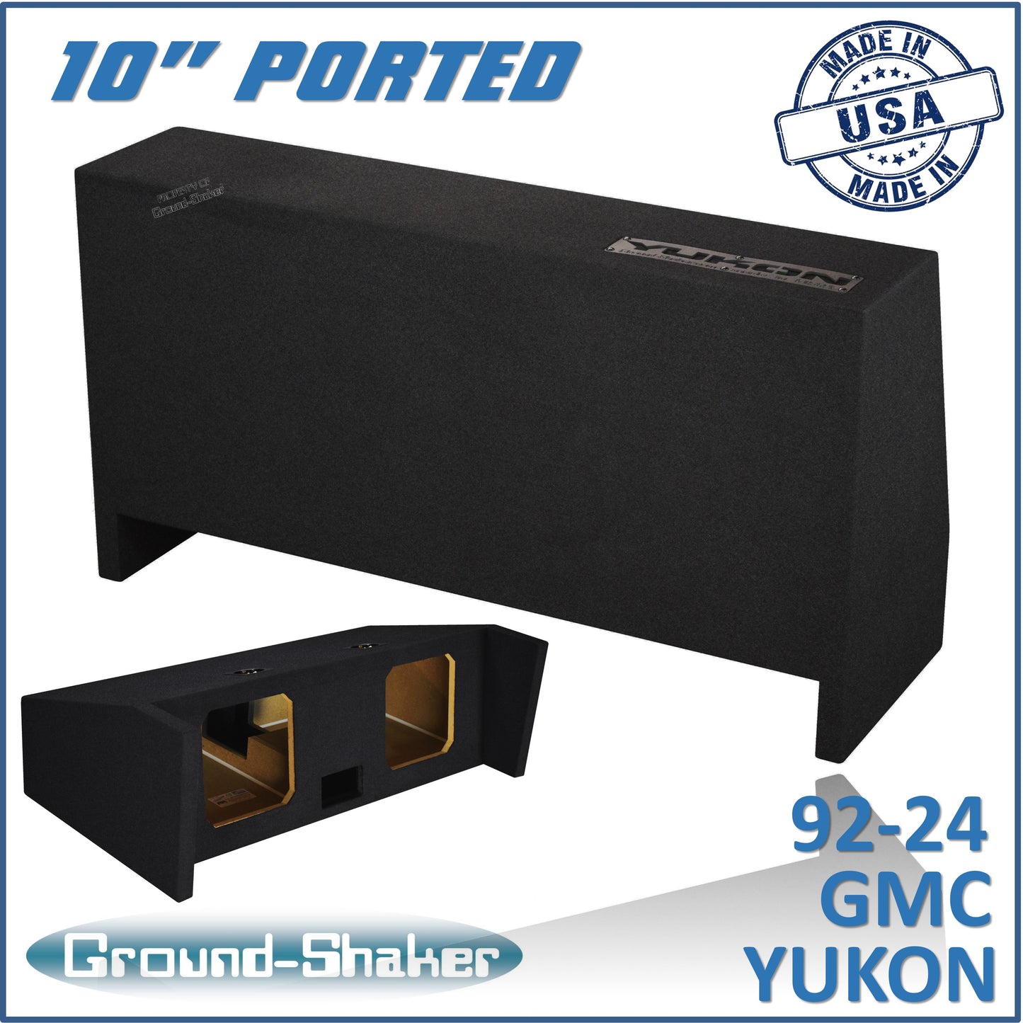 BLACK 10" DUAL PORTED SOLOBARIC SUB BOX, FITS 92-24 GMC YUKON (w/3rd row seat)