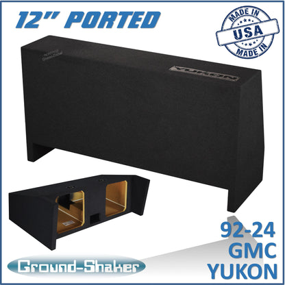 BLACK 12" DUAL PORTED SOLOBARIC SUB BOX, FITS 92-24 GMC YUKON (w/3rd row seat)