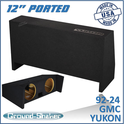 BLACK 12" DUAL PORTED SUB BOX, FITS 92-24 GMC YUKON (w/3rd row seat)