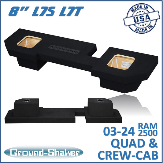 BLACK 8" DUAL SEALED SOLOBARIC SUB BOX, FITS 03-24 DODGE RAM 2500/3500 CREW-CAB & EXT-CAB