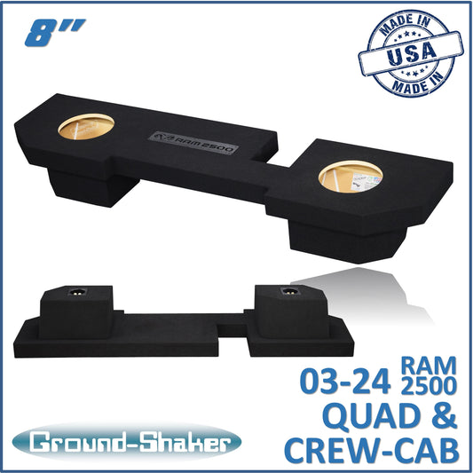 BLACK 8" DUAL SEALED SUB BOX, FITS 03-24 DODGE RAM 2500/3500 CREW-CAB & EXT-CAB